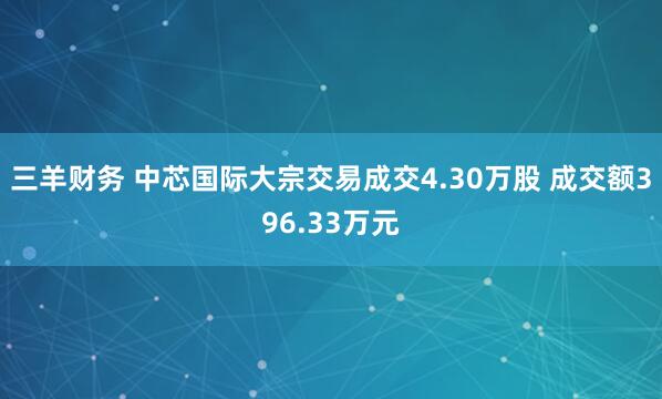 三羊财务 中芯国际大宗交易成交4.30万股 成交额396.33万元