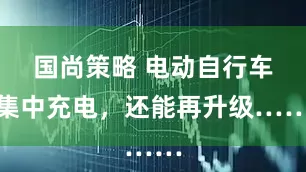 国尚策略 电动自行车集中充电，还能再升级……