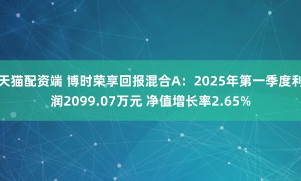 天猫配资端 博时荣享回报混合A:2025年第一季度利润2099.07万元 净值增长率2.65%
